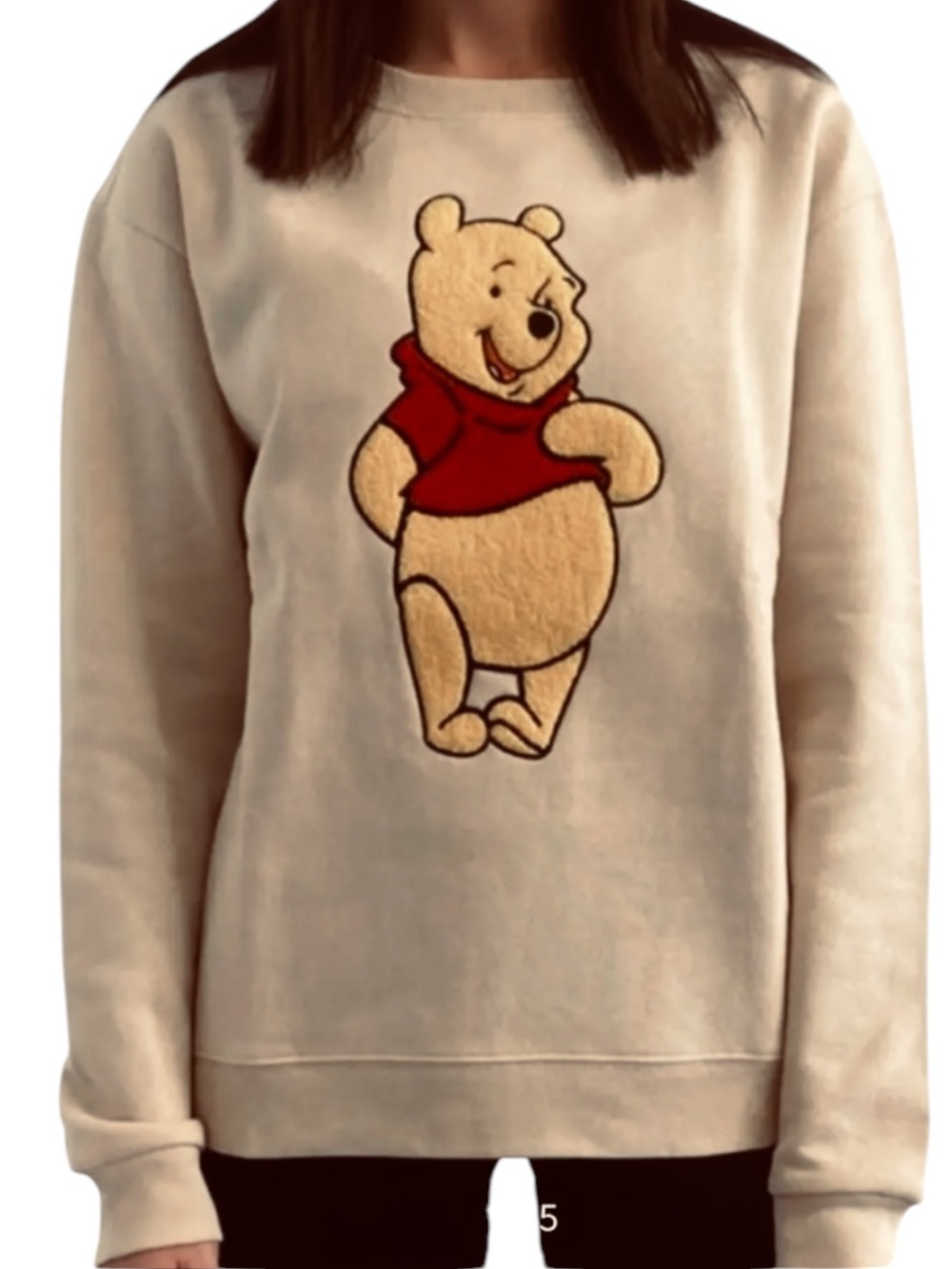 Winnie the Pooh Chenille Graphic Beige Crewneck Sweatshirt SZ XXL EUC